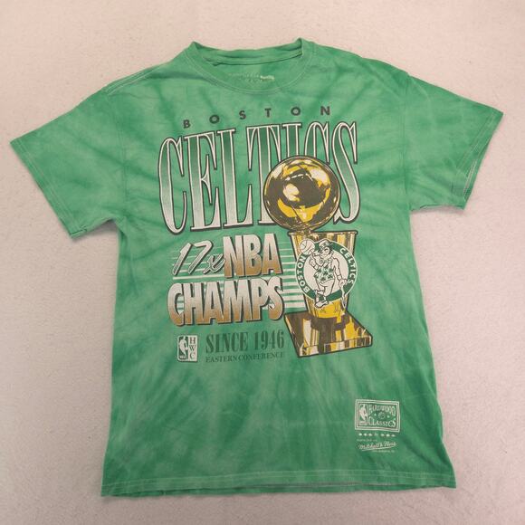 Mitchell & Ness Boston Celtics Crew Neck Basketball Shirt Mens Size M Green - Picture 2 of 9